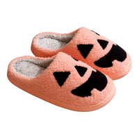 Monica Halloween Hausschuhe – Klassische Slipper mit Kürbis‑Motiv – Orange