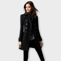 Linda - Doppelreihiger Trenchcoat – Schwarz