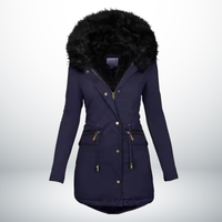 Zynro™ - Entspannte Mittellange Winterjacke mit Kapuze und Weichem Kragen – Blau