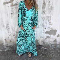 Denise | Leo-Muster-Kleid – Neon Blauer