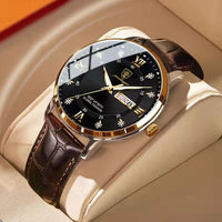 Wasserdichte Herrenarmbanduhr mit Leuchteffekt – Gold Schwarz