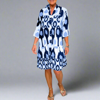 Franziska | Bedrucktes Kleid mit Wohlfühlfaktor – Blau