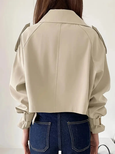 Clirae | Einreihiger Trenchcoat – Eleganter Stil mit Knopfdekor und Reverskragen