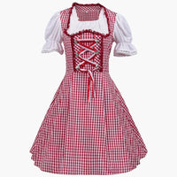 Karomuster Dirndl kleid für Damen - Oktoberfest 2025 – Rot