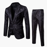 Herren Anzug mit Jacquard Muster für alle Jahreszeiten – Schwarz