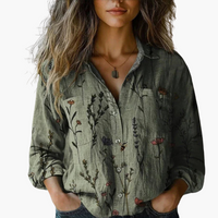 Birgit | Bedruckte Vintage-Bluse – Grün