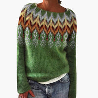Damen pullover mit Rundhalsausschnitt und Baum-Muster – Hellgrün