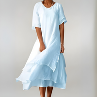 Agnès | Leichte und elegante Baumwolllange Robe – Blau