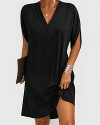 Rachel | V-Neck Casual Dress – Schwarz
