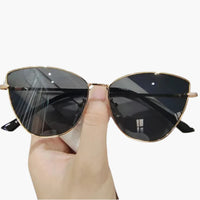 Damen Sonnenbrille mit UV400 Schutz aus Metall für Sommer – Gold-Gray