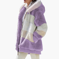 Damen jacke mit Kapuze und Reißverschluss – Lila