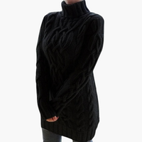 Lena | Stilvoller warmer langer Rollkragenpullover – Schwarz