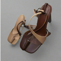 Zunilda | Elegante Tabi-Sandalen mit Hohem Absatz – Aprikose und Braun