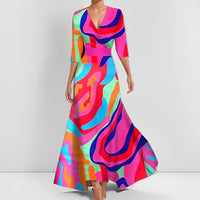 Delores - Langes Kleid mit Blumendesign und langen Ärmeln – Bunt