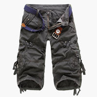 Herren Cargoshorts mit Taschen und verstellbarem Bund für Sommer – Dunkelgrau