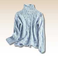 Fibrora™ - Gemütliches Polohemd mit Zopfmuster – Blau