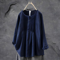 OTTILIE - BLUSE TUNIKA HANDGEFERTIGT – Blau