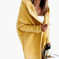 Strick Cardigan mit Kapuze für Damen – Gelb