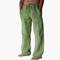 Herren Freizeithose aus Leinen mit Kordelzug für Sommer – Hellgrün