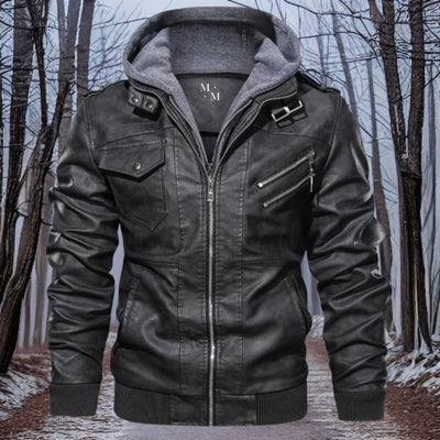 Rambo | Premium Lederjacke mit Kapuze für Herren – Stil und Wärme vereint