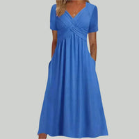 VIOLA - MIDIKLEID MIT ÜBERKREUZTEM AUSSCHNITT – Blau