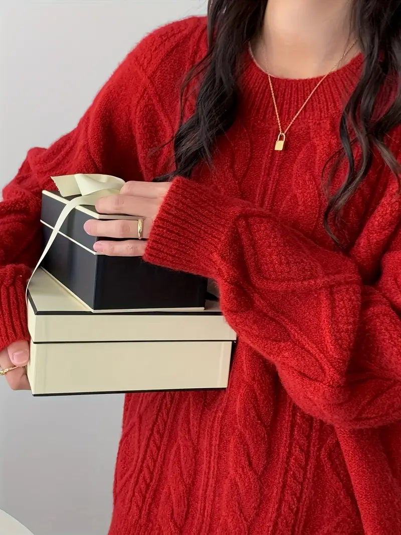 Gemue | Einfarbiger roter Pullover mit Rundhalsausschnitt – Stilvoll und gemütlich
