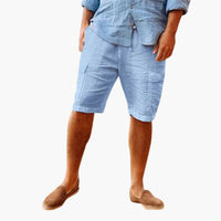 Herren Leinenshorts mit Seitentaschen für Sommerkleidung – Blau