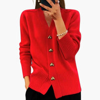 Stella | Elegante Strickjacke mit Herzknöpfen – Rot