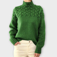 Julia | Zopfstrickpullover Damen elegant & bequem – Grün