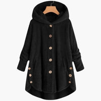 Damen jacke mit Kapuze und Knopfverschluss – Schwarz