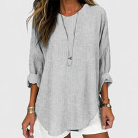 Natascha | Damen Bluse Shorts Set Gestreift Locker Casual Sommer – Grau