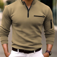 David | Modernes Herren Shirt mit Zip Detail – Beige