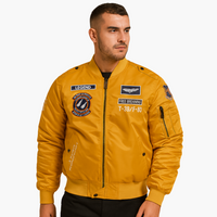 Herren Piloten Bomberjacke mit geripptem Saum – Gelb