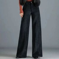 PRISKA - CORDHOSE MIT WEITEM BEIN – Schwarz