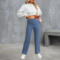 UNNA - ELASTISCHE FREIZEITHOSE MIT HOHEM BUND – Blau