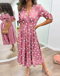 Monique | Elegantes Polka-Dots Kleid – Lila (Fast ausverkauft)