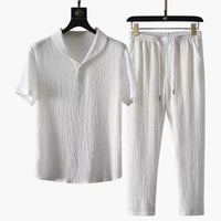 Herren Zweiteiler mit Langarmshirt und Hose für Frühjahr Herbst – Weiß