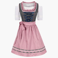 Mieder-Dirndl Kleid mit Schnürung für Damen - Oktoberfest 2025 – Rosa
