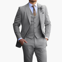 Herren Anzug Dreiteiler mit Weste und schmaler Hose – Grau