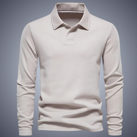 Klassisches langärmeliges Poloshirt für Männer – Beige