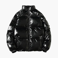 Metallic Winter Pufferjacke für Herren – Schwarz