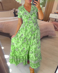 Coralie - Florales Kleid – Grün