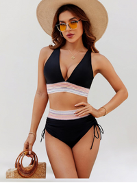 Lizia | Bauchweg-Bikini-Set mit hoher Taille – Schwarz