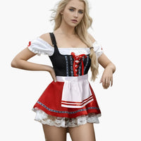 Kurzgeschnittenes Dirndl kleid für Damen - Oktoberfest 2025 – Rot