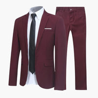 2-teiliges Anzug Set - Slim Fit Herrenanzug für Business Look – Rot