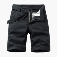 Herren-Cargo-Shorts aus Mischgewebe mit verstellbarem Gürtel und Taschen – Schwarz