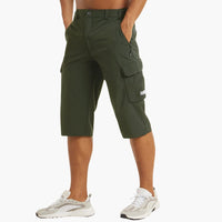 Herren Bermuda Cargo Shorts mit Taschen für Sommer Outdoor – Dunkelgrün