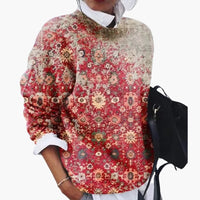 Damen pullover mit Rundhalsausschnitt und geometrischem Muster – Rot