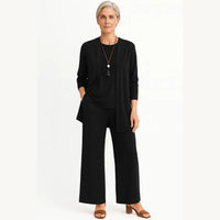 Kirsten | Damen Lounge Set Dreiteilig Minimalistisch Komfort Cozy Modern – Schwarz