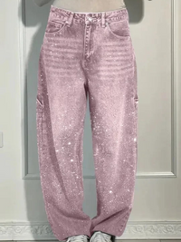 VALESKA - HOSEN MIT HOHER TAILLE UND WEITEM BEIN – Rosa